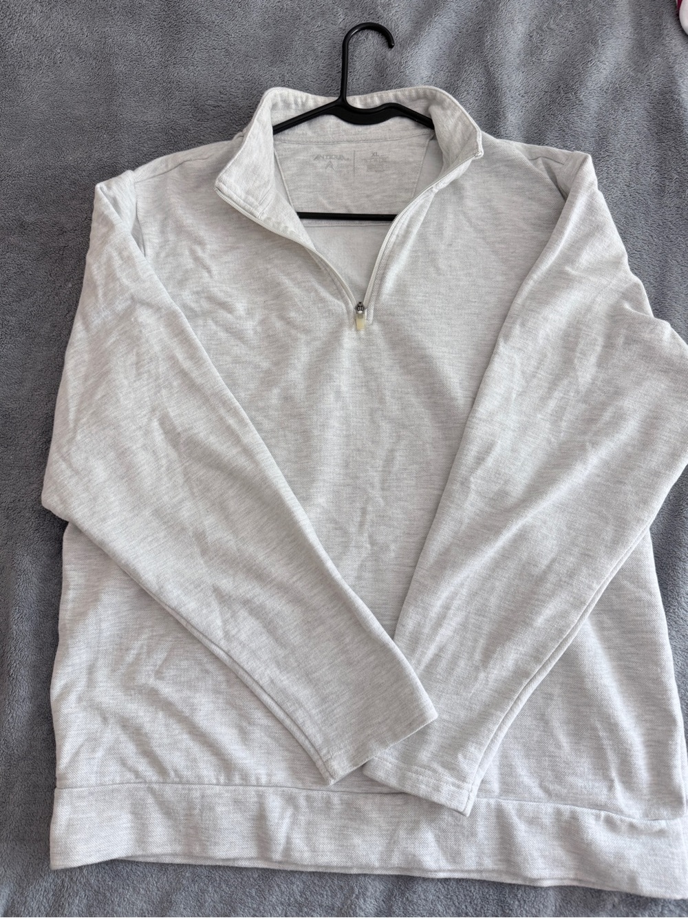 Antigua Light Gray Half-Zip Men's Pullover Sweater